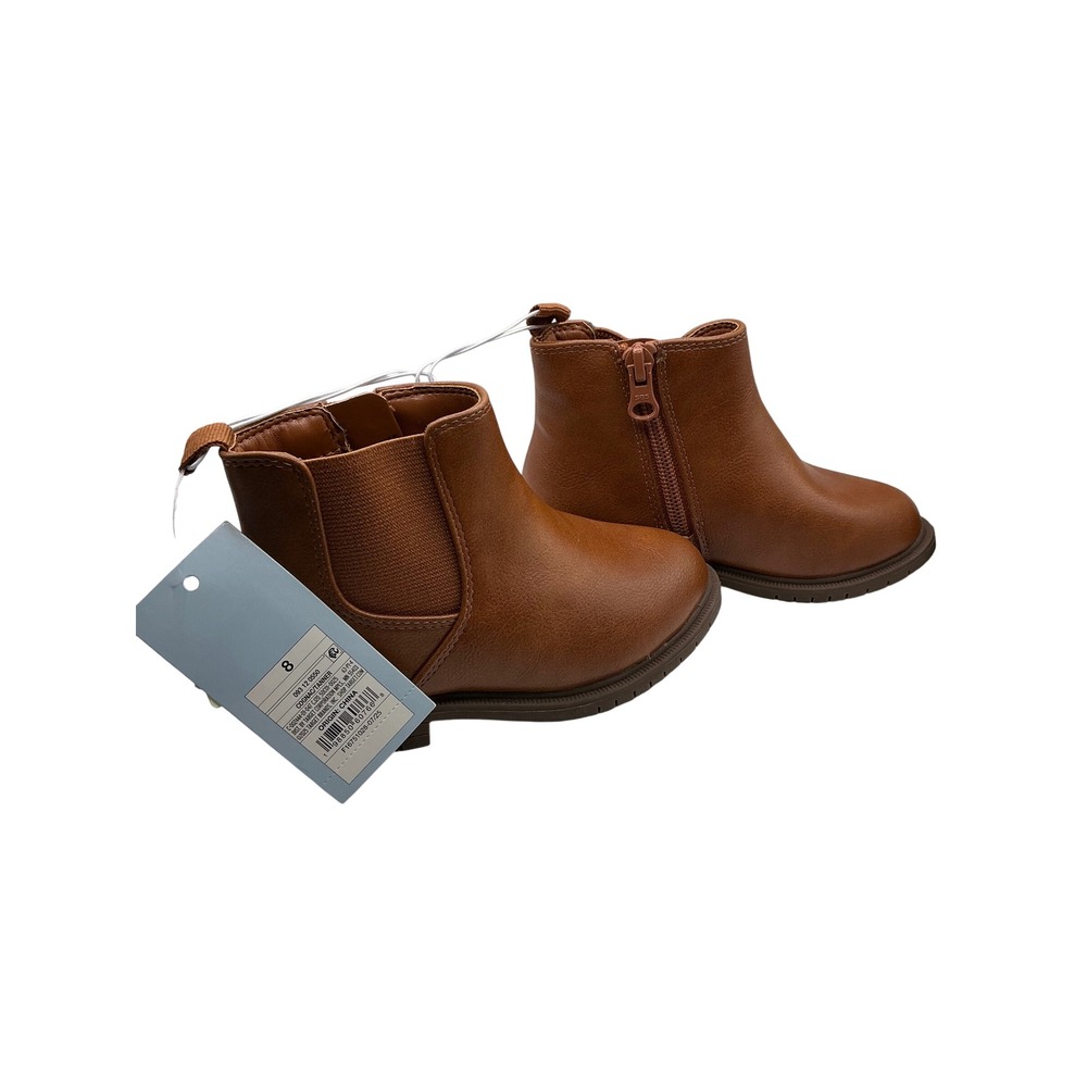Cat & Jack Cognac Tanner Ankle Boots Toddler Size 8 Brown Faux Leather Zipper